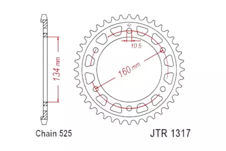 Aizmugurējais zobrats JT JTR1317.43, 43z izmērs 525 - JTR1317.43