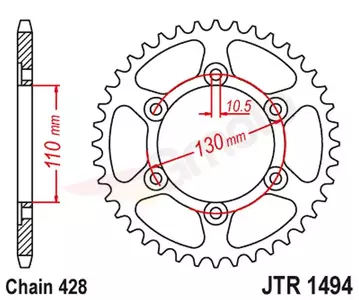 Pignone posteriore in acciaio JT JTR1494.56, 56z misura 428 - JTR1494.56
