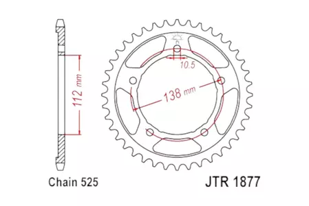 Задно зъбно колело JT JTR1877.41, 41z размер 525 - JTR1877.41