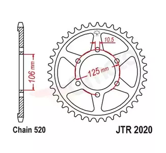 Задно зъбно колело JT JTR2020.41, 41z размер 520 - JTR2020.41