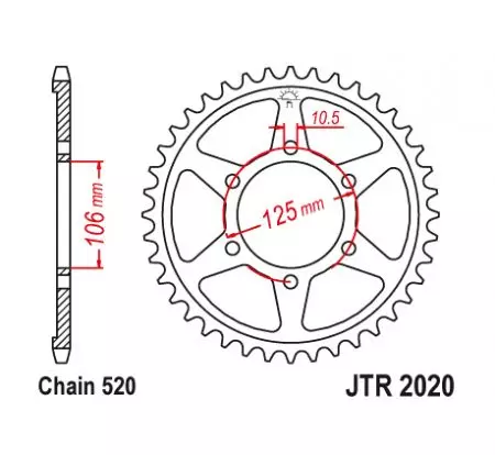 Kettenrad hinten Stahl JT JTR2020.41, 41 Zähne Teilung 520-2