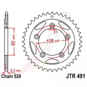 Bageste tandhjul JT JTR491.38, 38z størrelse 520 - JTR491.38