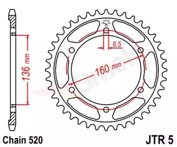 Kettenrad hinten Stahl JT JTR5.40, 40 Zähne Teilung 520 - JTR5.40