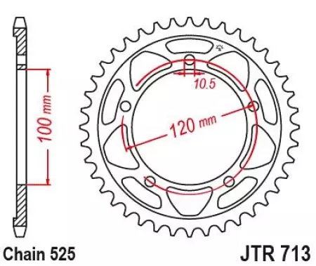 JT bageste tandhjul JTR713.40, 40z størrelse 525-2