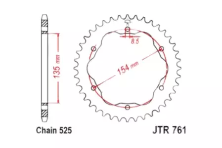 Zadní řetězové kolo JT JTR761.41, velikost 41z 525-1