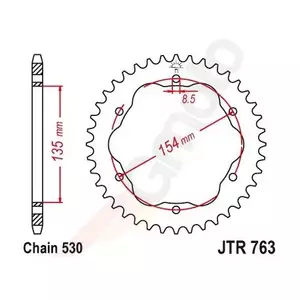 Задно зъбно колело JT JTR763.40, 40z размер 530 - JTR763.40