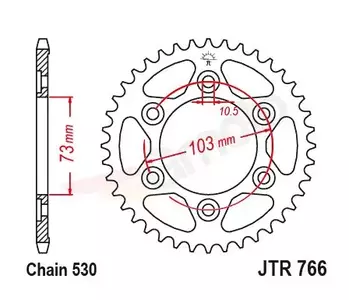 Piñón trasero JT JTR766.43, 43z tamaño 530 - JTR766.43
