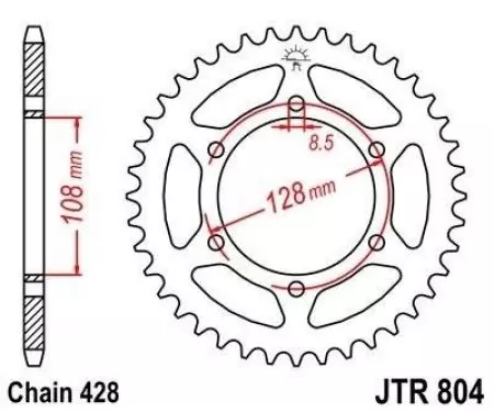 Čelični stražnji lančanik JT JTR804.45, 45z, veličina 428-2
