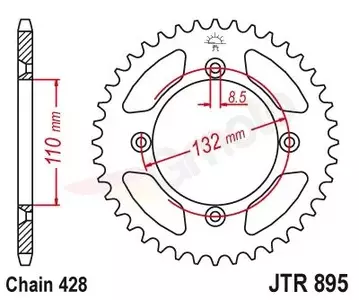 Kettenrad hinten Stahl JT JTR895.49ZBK, 49 Zähne Teilung 428 schwarz - JTR895.49ZBK