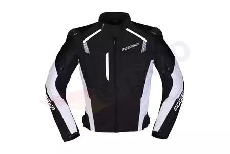 Modeka Lineos jachetă de motocicletă din material textil negru și alb XL - 084490395AF