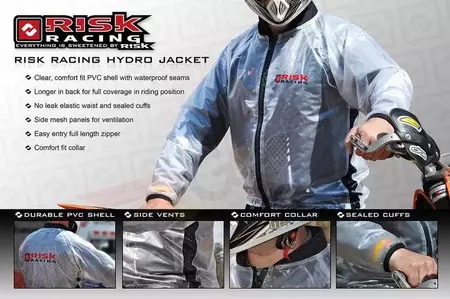 Enduro Cross Risk Racing XXL skaidri motociklininko striukė nuo lietaus - RISK00234