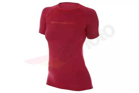 Moteriški marškinėliai trumpomis rankovėmis Brubeck 3D Bike Pro bordo spalvos S-1