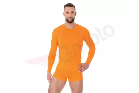 Pánské tričko Brubeck Active Wool s dlouhým rukávem oranžové XXL-1