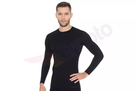 T-shirt à manches longues en laine Brubeck Active pour hommes, noir XL-1