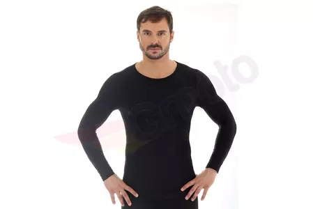 Heren-T-shirt Brubeck Comfort Wool lange mouwen zwart M
