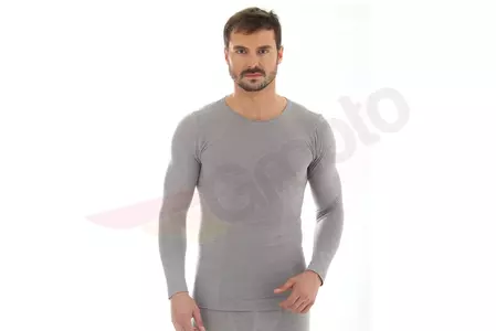 Pánské tričko Brubeck Comfort Wool s dlouhým rukávem světle šedé XXL