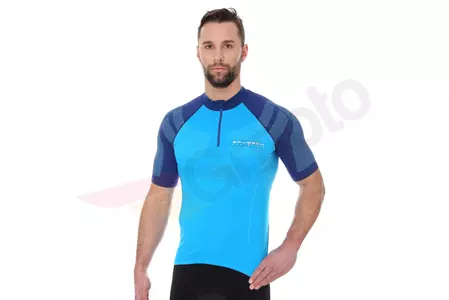 Koszulka rowerowa unisex Brubeck krótki rękaw z suwakiem lazurowy/niebieski S