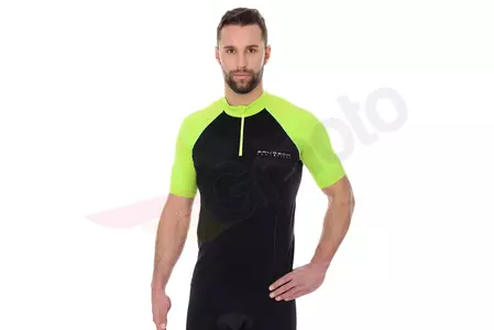 Brubeck maglia da ciclismo unisex a manica corta con cerniera nero/neon XL