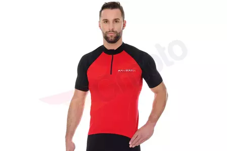 Koszulka rowerowa unisex Brubeck krótki rękaw z suwakiem czerwony/czarny XXL
