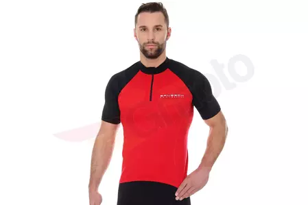 Koszulka rowerowa unisex Brubeck krótki rękaw z suwakiem czerwony/czarny XL