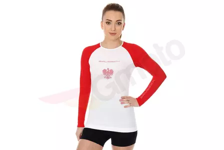 Ženska majica Brubeck 3D Husar Pro z dolgimi rokavi bela/rdeča L