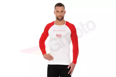 Moška majica Brubeck 3D Husar Pro z dolgimi rokavi bela/rdeča XXL