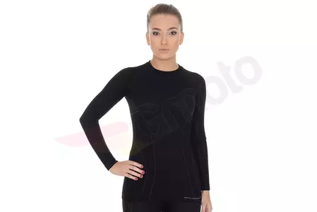 Γυναικείο μακρυμάνικο μπλουζάκι Brubeck Active Wool μαύρο XL