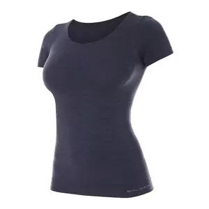 Sieviešu t-krekls ar īsām piedurknēm Brubeck Comfort Wool tumšs džinsu audums XL-1