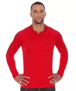 Ανδρικό μπλουζάκι πόλο Brubeck Prestige με μακρύ μανίκι κόκκινο XXL