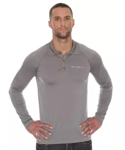 Brubeck Prestige мъжка поло риза с дълъг ръкав сива XL