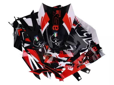 Dekor / Sticker Kit schwarz-weiß-rot glänzend für Aprilia SX50 2018- Euro4-3