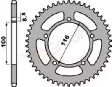 PBR 464 44Z bakre kedjehjul i stål storlek 420 JTR464-44 - 46444C45