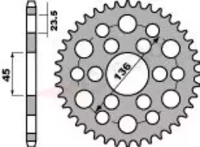 Bageste tandhjul i stål PBR 4569 45Z størrelse 428 JTR-BRAK - 456945C45