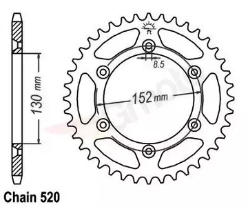 Алуминиево задно зъбно колело PBR 4500 44Z Ergal размер 520 JTR706-44 - 450044L