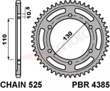 Bakre kedjehjul i stål PBR 4385 43Z storlek 525 JTR1876-43 - 438543C45
