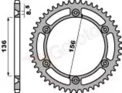 PBR 4365 44Z oceľové zadné reťazové koleso veľkosti 525 JTR1791-44 - 436544C45