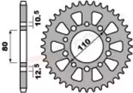 Bageste tandhjul i stål PBR 4347 36Z størrelse 520 - 434736C45