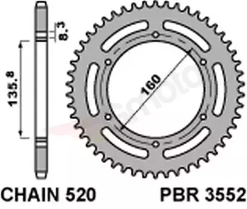 Bakre kedjehjul i stål PBR 3552 38 storlek 520 JTR5-38 - 355238L