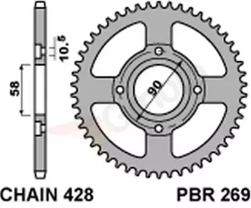 Zadné reťazové koleso, oceľové PBR 269 39Z veľkosť 428 JTR269-39 - 26939C45