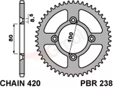 PBR 238 46Z oceľové zadné reťazové koleso veľkosti 420 JTR1214-46 - 23846C45
