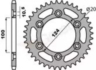 PBR 1027 44Z oceľové zadné reťazové koleso veľkosti 520 JTR735-44-1