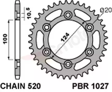 Zadné reťazové koleso PBR 1027 oceľ 42Z veľkosť 520 JTR735-42-1