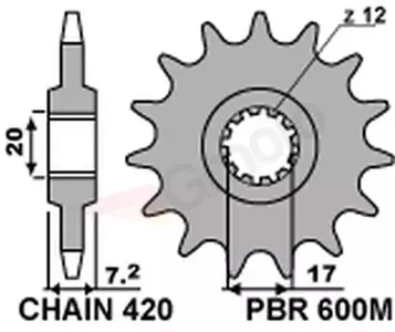 Přední ocelové řetězové kolo PBR 600M 14Z velikost 420 JTF1120-14 - 600M1418NC