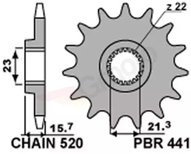 Främre stålkedjehjul PBR 441 15Z storlek 520 JTF577-15 - 4411518NC
