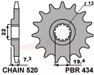 Predné oceľové reťazové koleso PBR 434 14Z veľkosť 520 JTF434-14 - 4341418NC