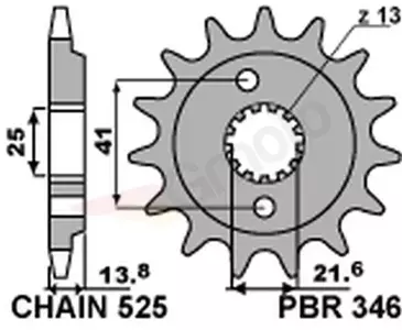 Első acél lánckerék PBR 346 16Z 525 méret JTF296-16 JTF296-16 - 3461618NC