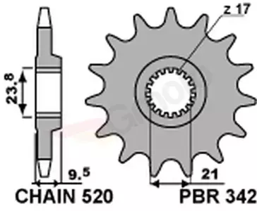 Első acél lánckerék PBR 342 13Z 520-as méret JTF284-13 JTF284-13 - 3421318NC