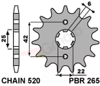 Ritzel PBR Stahlkettenrad vorne  265 14Z Größe 520 JTF1265-14 - 2651418NC