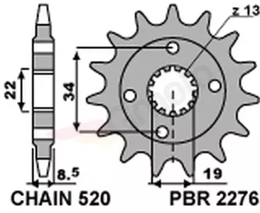 Přední ocelové řetězové kolo PBR 2276 14Z velikost 520 JTF1908-14 - 22761418NC