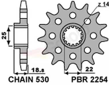 Främre kedjehjul i stål PBR 2254 15Z storlek 530 JTF743-15 - 22541518NC
